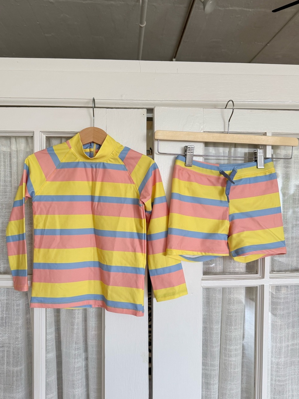 Mini Rodini Pastel Stripe Swim Set - Blue, Pink, Yellow